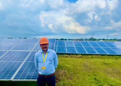 Kettan Kilpadi of Parrikrrama Solar with a completed solar panel project